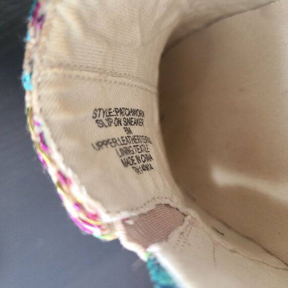 Johnny Was Patchwork Slip On Sneaker Multicolor Size 6M - Picture 3 of 9